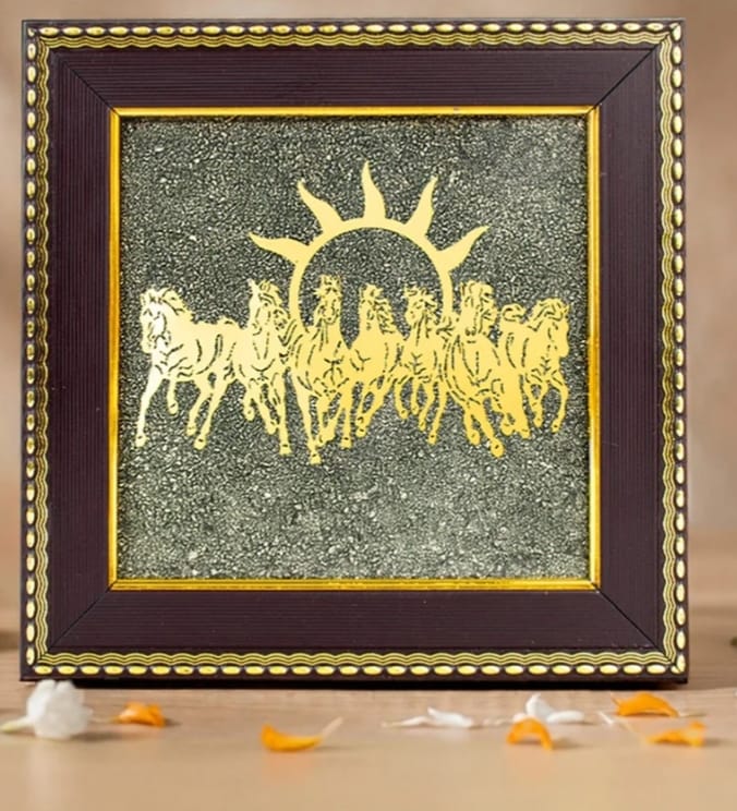 7 Horses on Raw Pyrite Frame