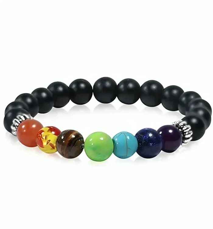 7 Chakra Onyx Bracelet 8mm